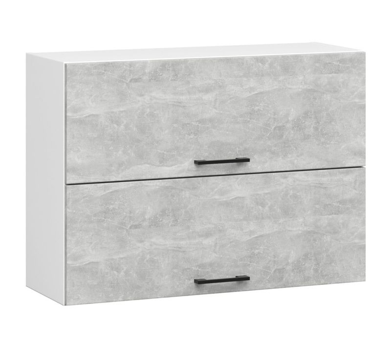 Armoires De Cuisine Haute W80 Oliwia G2 Blanc, Béton 80 Cm 2 Portes 2 Étagères 80x30x58 Cm