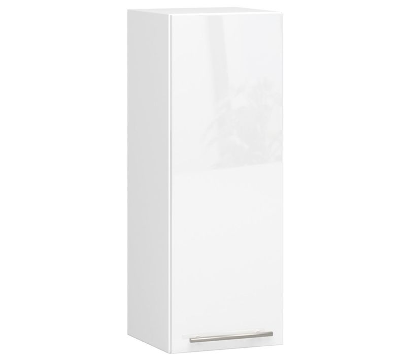 Meuble De Cuisine Haut W30 Oliwia Modulable Blanc 30 Cm 1 Porte Brillante 2 Étagères 30x30x72