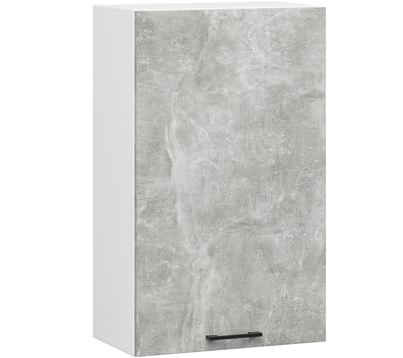 Meuble De Cuisine Haut W50 H720 Blanche, Façade Gris 1 Porte, 2 Étagères 72x50x30 Cm