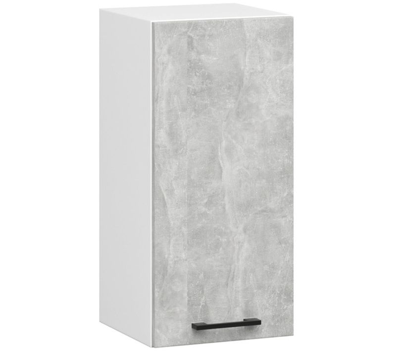 Meuble De Cuisine Haut W30 Oliwia Modulable Blanc 30 Cm 1 Porte Façade Béton 2 Étagères 30x30x58 Cm