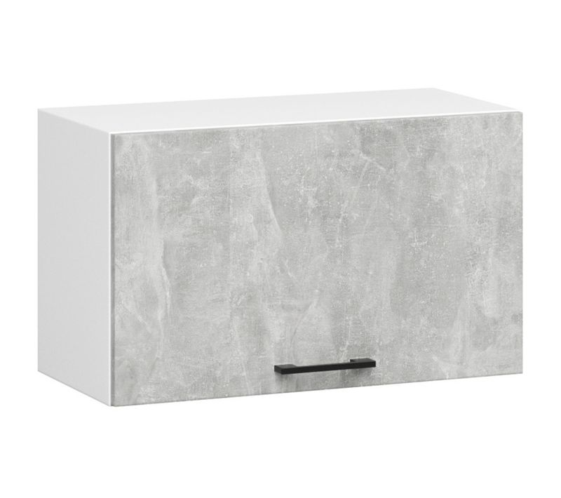 Meuble De Cuisine Haut W60 Hotte Oliwia Modulable Blanc 60 Cm 1 Porte Couleur Béton 1 Étagère