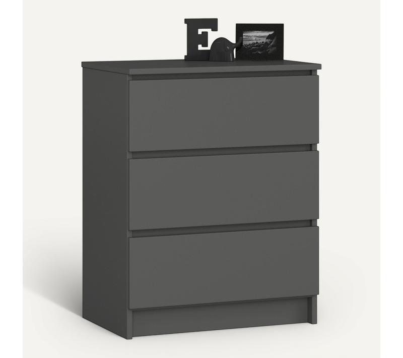 Commode K60 Gris Graphite 60 Cm 3 Tiroirs Façade Gris Graphite 60x40x77 Cm