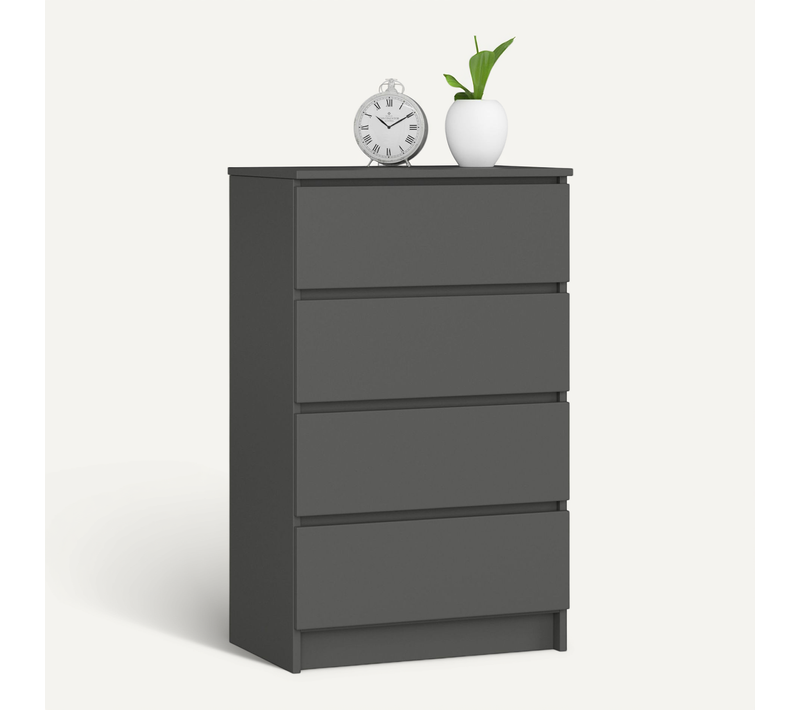 Commode K60 Gris Graphite 60 Cm 4 Tiroirs Façade Gris Graphite 60x40x99 Cm