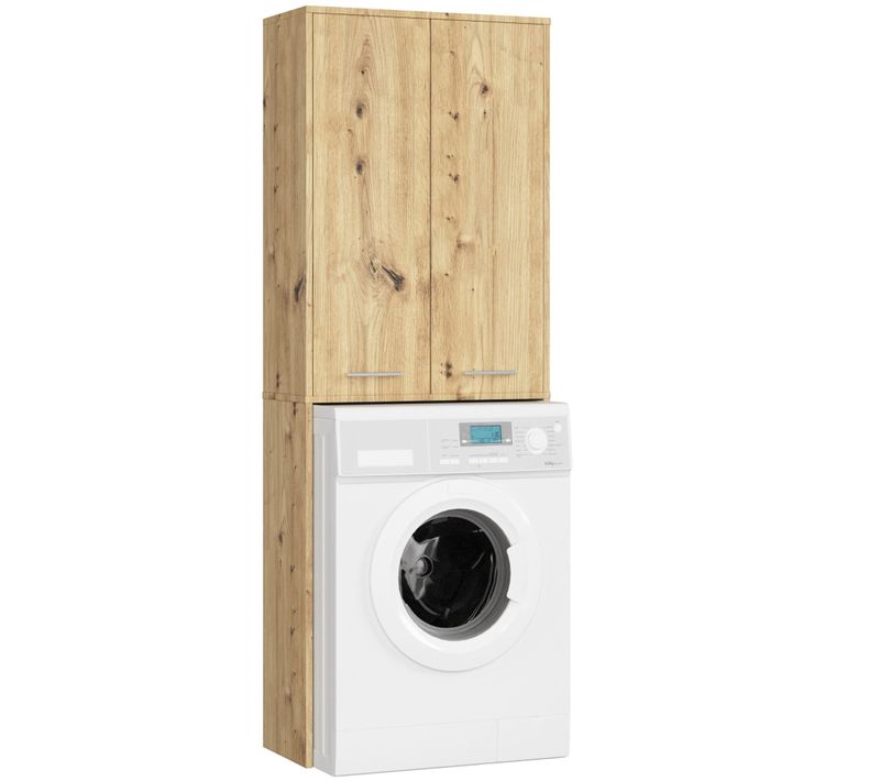 Meuble Pour Machine à Laver Fin Chêne Artisan 64 Cm 2 Portes Façade Chêne Artisan