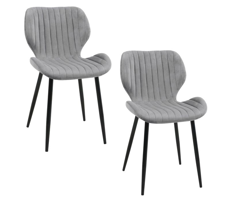 Lot De 2 Chaises Matelassées De Salle À Manger En Velours Sj.17 Grise