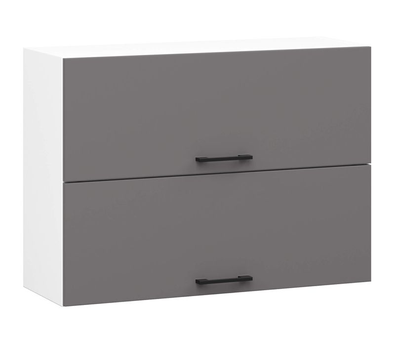 Armoires De Cuisine Haute W80 Oliwia G2 Blanc, Gris Graphite 2 Portes 2 Étagères 80x30x58 Cm
