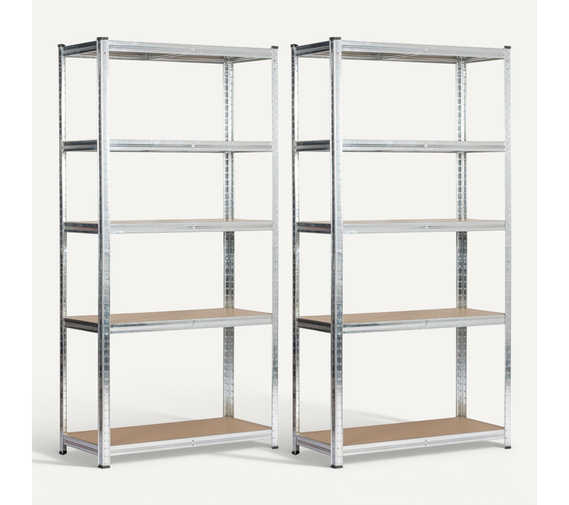 Lot De 2 Étagères Modulables 90 Cm Acier Galvanisé Charge Maximale 875kg - L90xp40xh180 Cm