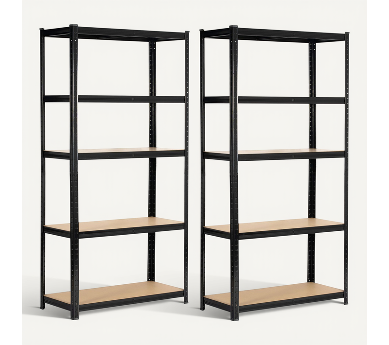 Lot De 2 Étagères Modulables 90 Cm Acier Noirci Charge Maximale 875kg - L90xp40xh180 Cm
