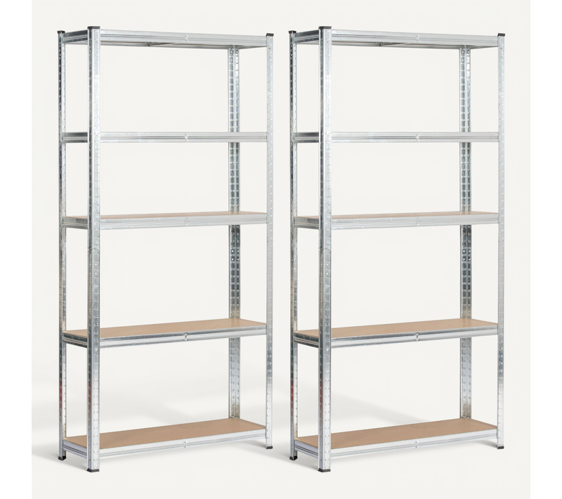 Lot De 2 Étagères Modulables 90 Cm Acier Galvanisé Charge Maximale 875kg - L90xp30xh180 Cm