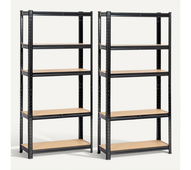 Lot De 2 Étagères Modulables 70 Cm Acier Noirci Charge Maximale 875kg - L70xp30xh154 Cm