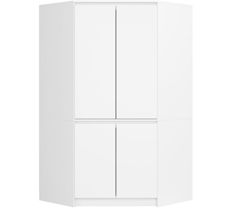 Armoire D'angle s100 Blanche 100 Cm 4 Portes Façade Blanche 6 Étagères 100x50x180 Cm