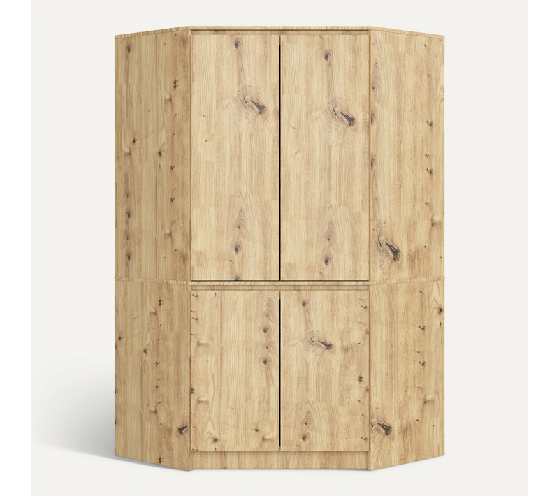 Armoire D'angle s100 Chêne Artisan 100 Cm 4 Portes Façade Chêne Artisan 6 Étagères 100x50x180 Cm