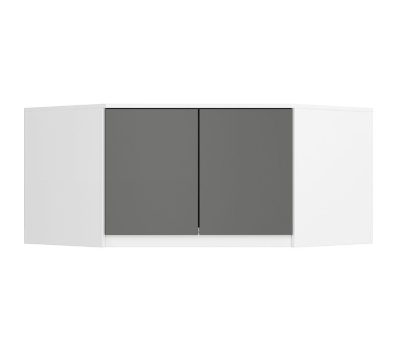 Surmeuble Pour Armoire S100 Blanc 100 Cm 2 Portes Façade Gris Graphite 3 Étagères 100x50x55 Cm