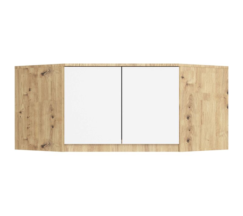 Surmeuble Pour Armoire S100 Chêne Artisan 100 Cm 2 Portes Façade Blanche 3 Étagères 100x50x55 Cm