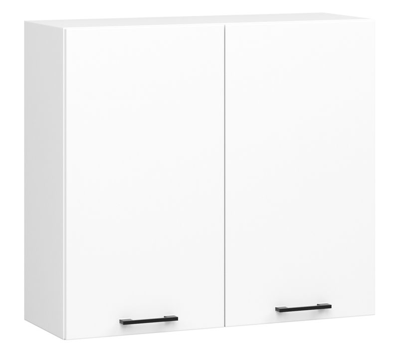 Meuble De Cuisine Haut W80 H720 Blanche 2 Portes, 2 Étagères 72x80x30 Cm