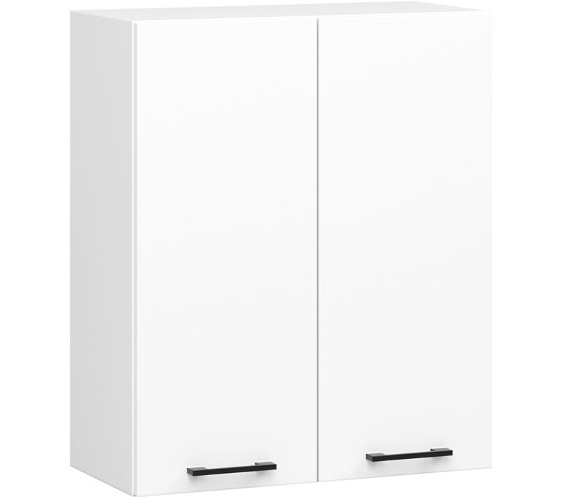 Meuble De Cuisine Haut W60 H720 Blanche 2 Portes, 2 Étagères 72x60x30 Cm