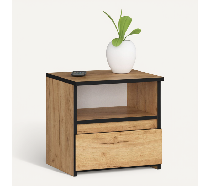 Table De Chevet Cl1 Chêne Craft 40 Cm 1 Tiroir Couleur Chêne Craft 40x35x40 Cm