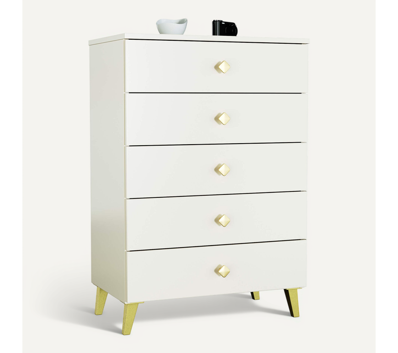 Commode Mobi Cachemire 60 Cm 5 Tiroirs Façade Cachemire 60x37x89 Cm