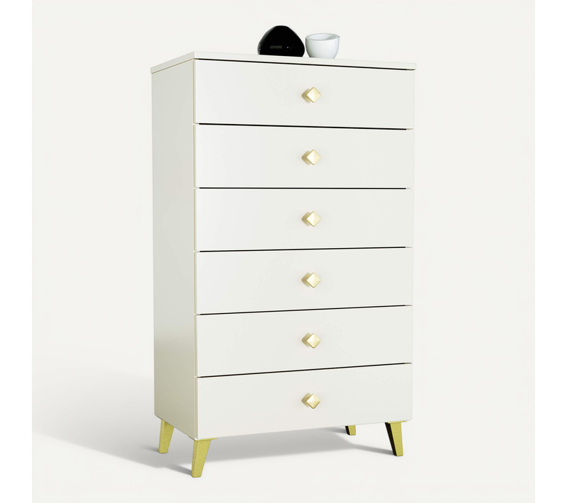 Commode Mobi Cachemire 60 Cm 6 Tiroirs Façade Cachemire 60x37x104 Cm