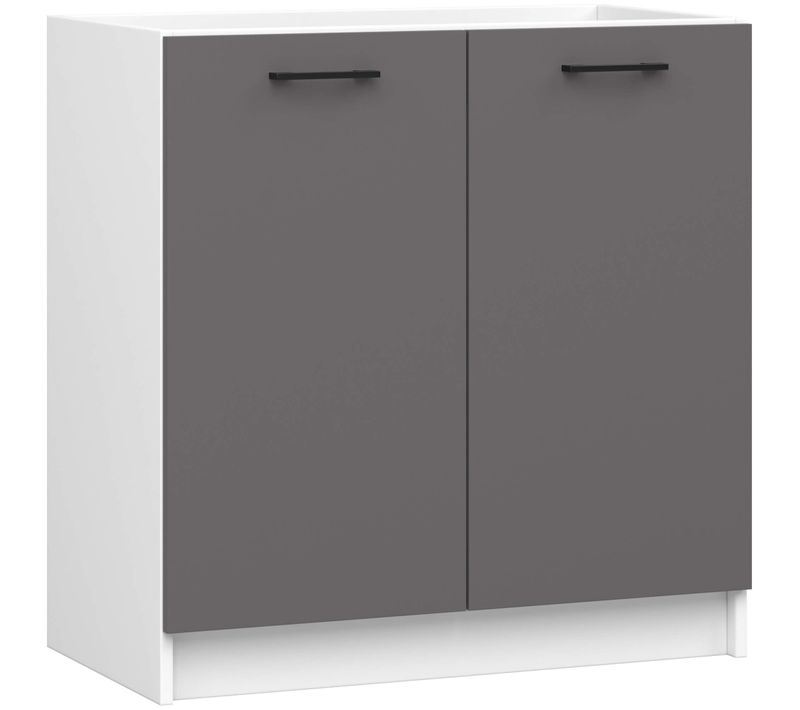 Armoires De Cuisine Basse S80 Pour Évier Oliwia Blanc, Gris Graphite 2 Portes 80x46x82 Cm