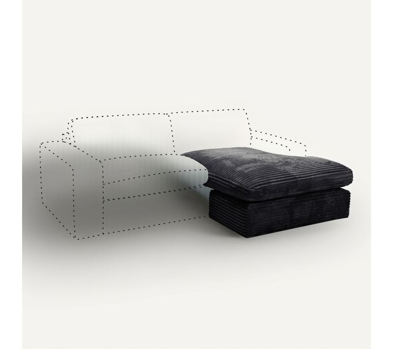Chaise longue NOMADE tissu velours côtelé noir