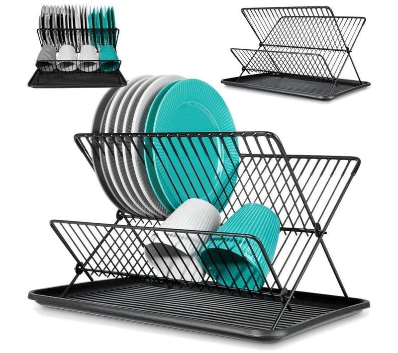 Égouttoir Vaisselle Pliable Noir 45x32x25,5 Cm