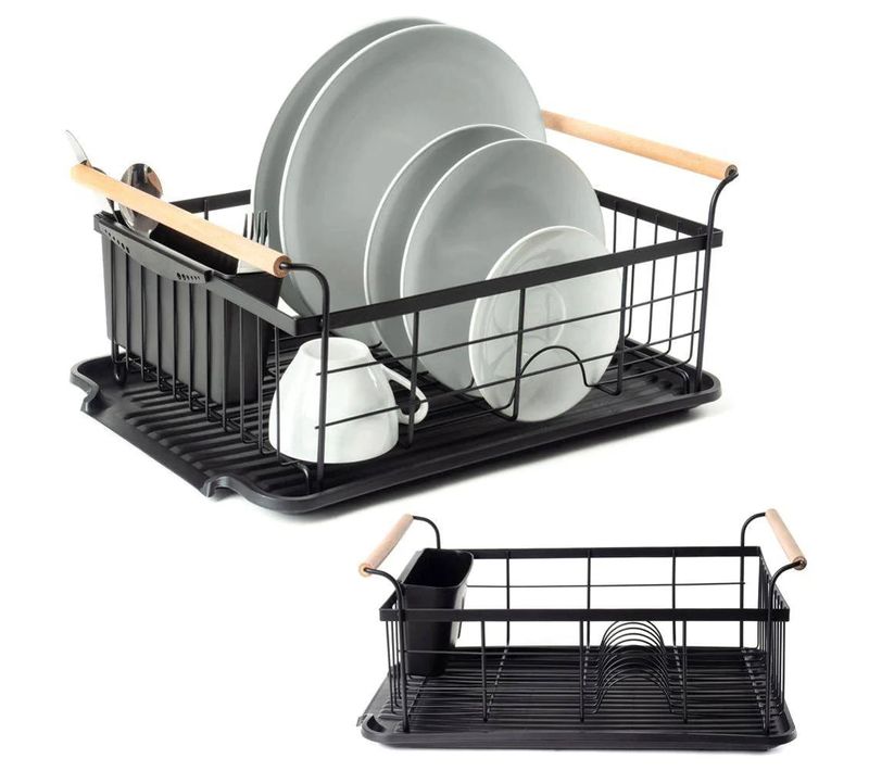 Séchoir à Vaisselle Noir, Égouttoir à Vaisselle En Métal, 42,5x29,5x19 Cm