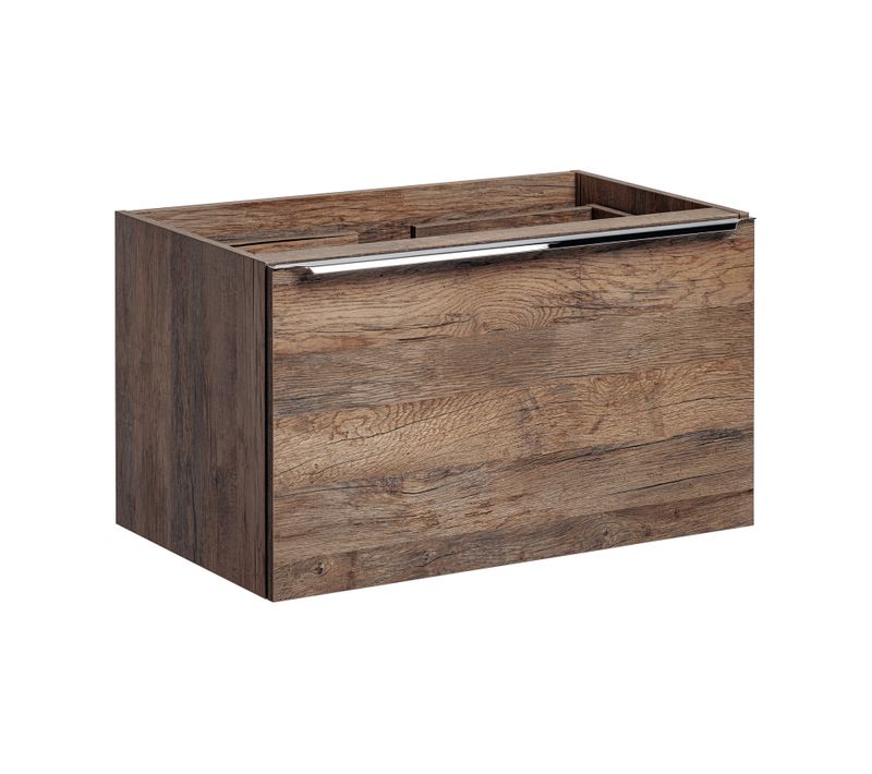 Meuble Sous-vasque 80 Cm, 2 Tiroirs, Chêne Vintage