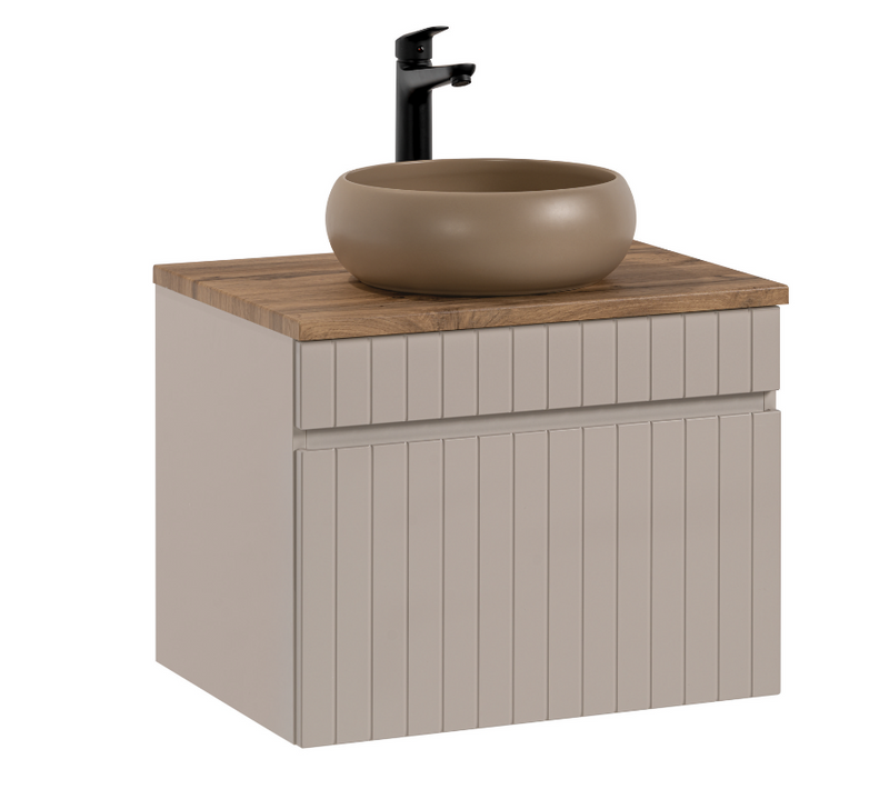 Ensemble Meuble 60 Cm Avec Plan De Toilette Et Vasque à Poser Wiki, Cashmere