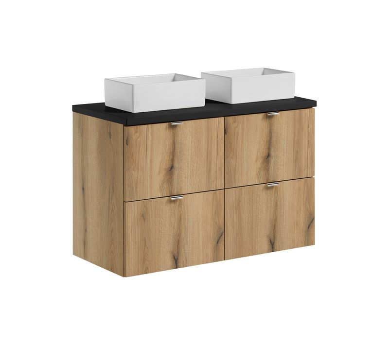 Comad Ensemble Meuble 100 Cm Avec Plan Vasque Et 2 Vasques à Poser Gaja