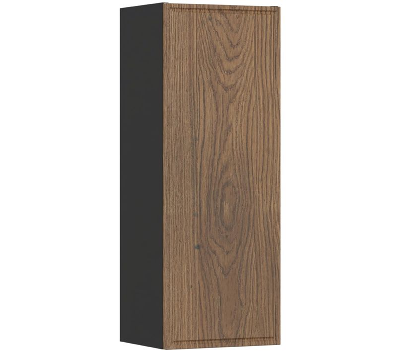 Meuble Colonne De Salle De Bain Suspendu Talia Casella  Noir Et Chêne 30 X 80 Cm