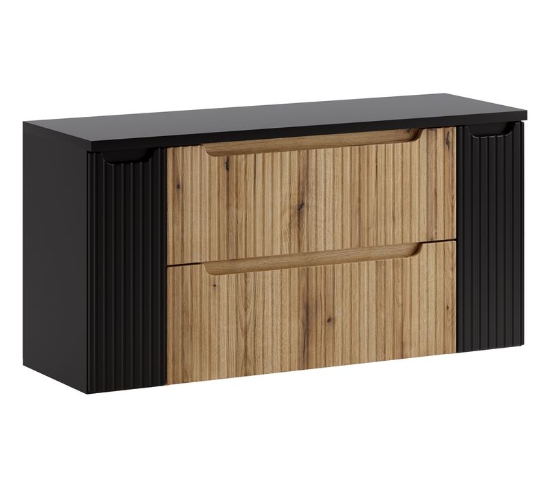 Meuble Suspendu Sous Vasque 120 Cm Avec Plan Noir Nova Chêne Coast Evoke