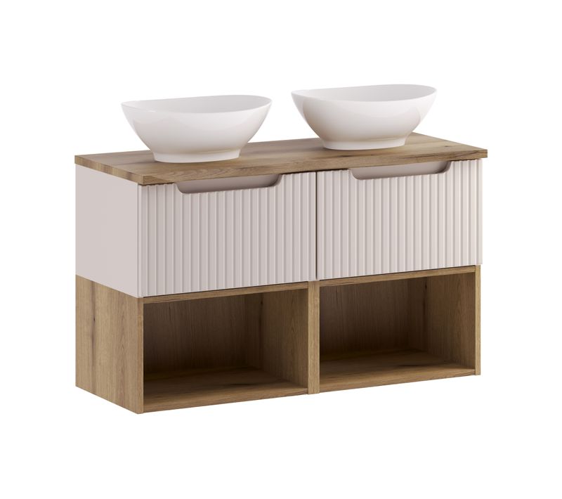 Lola, Ensemble Meuble 100 Cm Avec Plan Vasque Et 2 Vasques à Poser