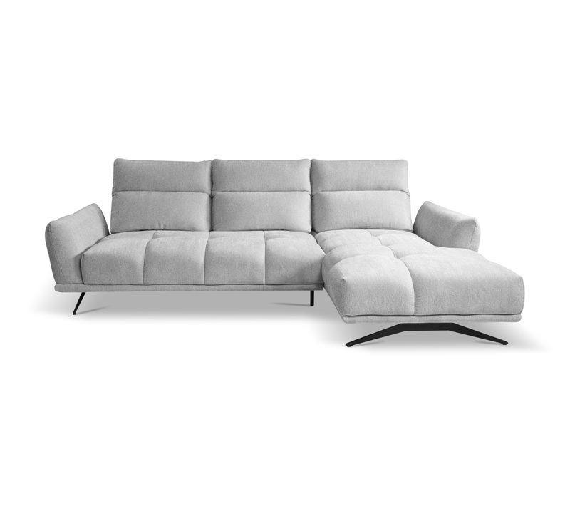 Canapé d'angle méridienne d GIOVANNI tissu raven gris clair
