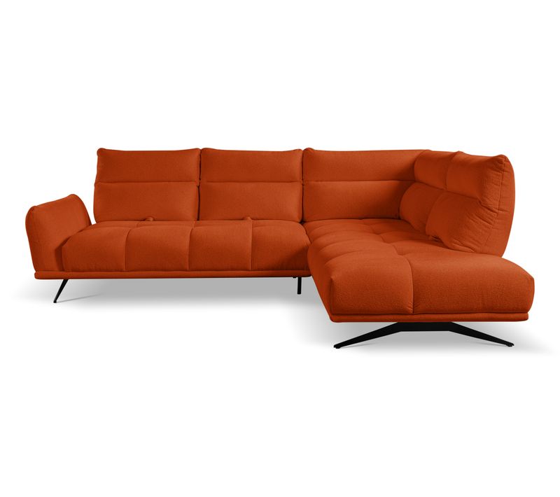 Canapé d'angle droit GIOVANNI tissu raven terracotta