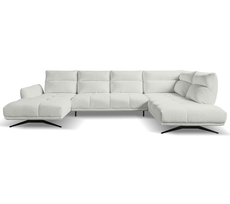 Canapé d'angle panoramique d GIOVANNI tissu raven beige