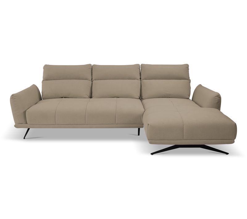 Canapé d'angle méridienne d GIOVANNI tissu bull camel