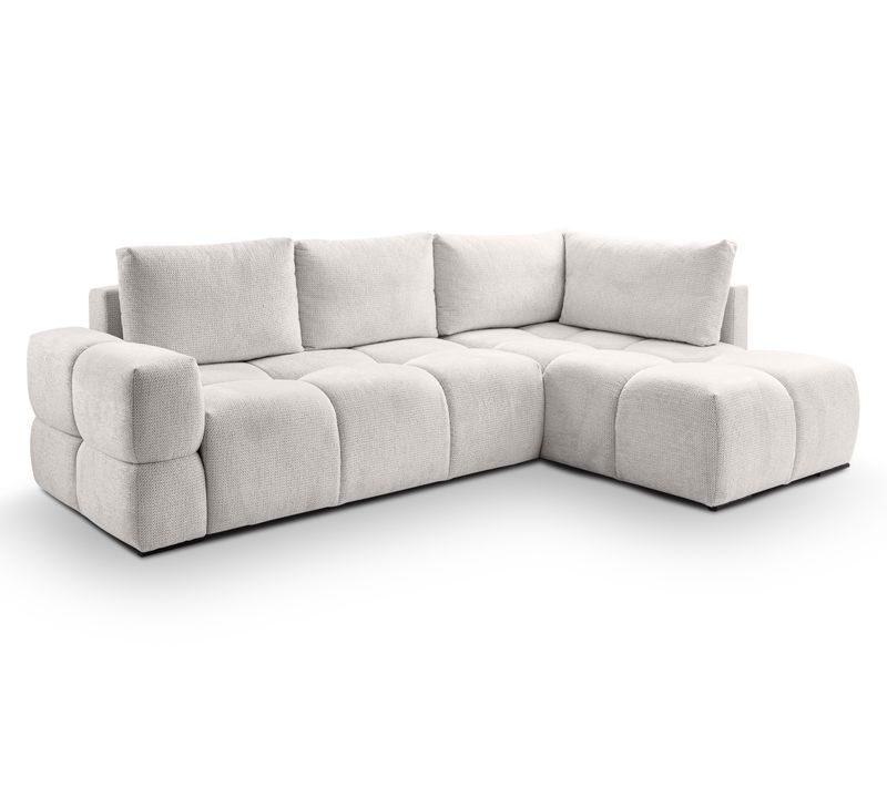 Canapé d'angle convertible FLOCCA tissu blanc cassé
