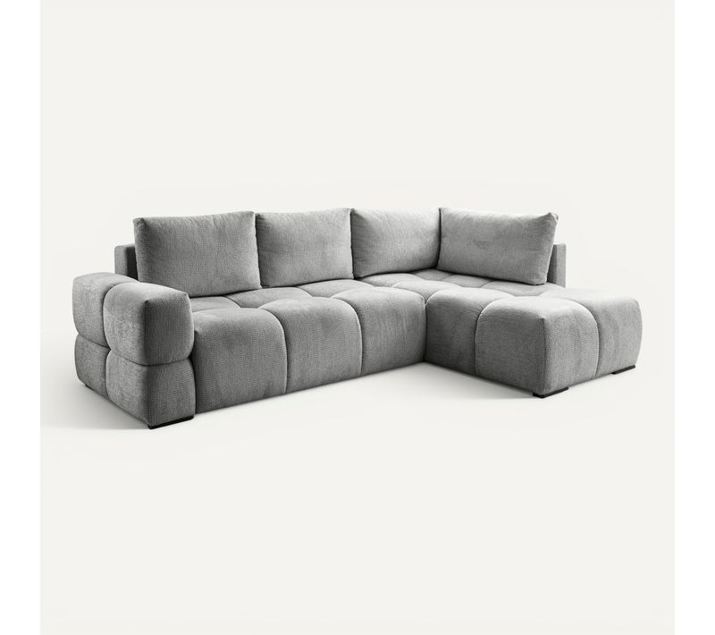 Canapé d'angle convertible FLOCCA tissu gris