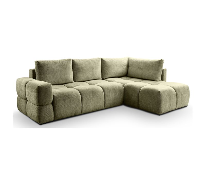 Canapé d'angle convertible FLOCCA tissu kaki