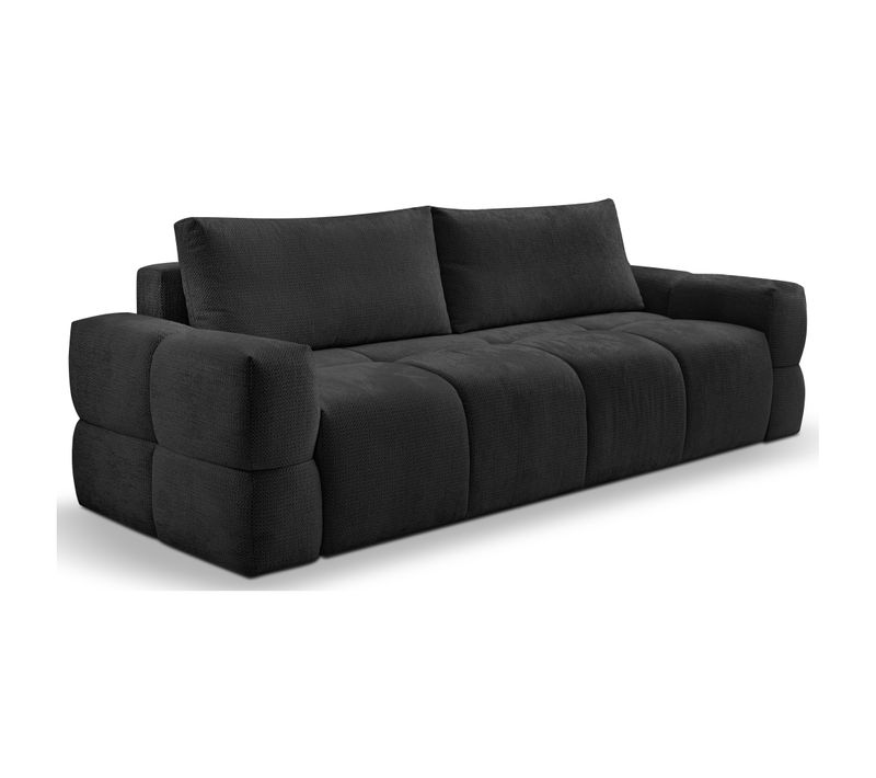 Canapé 3 places convertible FLOCCA tissu noir