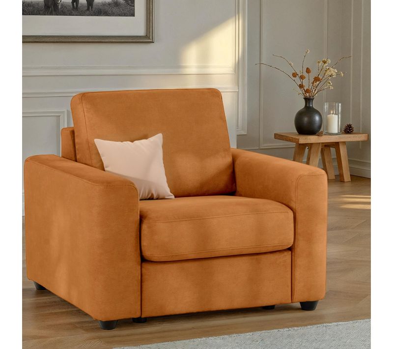 Fauteuil manchettes CURVE NICARAGUA tissu Apache cognac 10