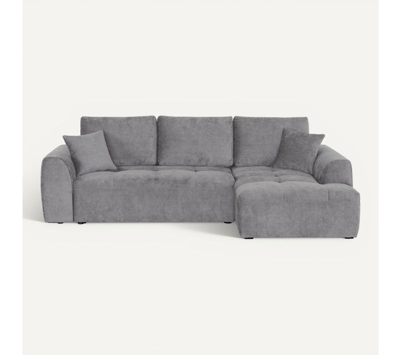 Canapé d'angle méridienne AUBE droit convertible tissu gris