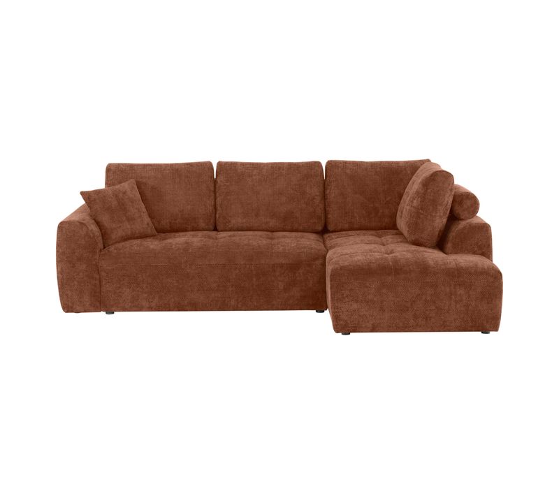 Canapé d'angle droit AUBE convertible tissu terra cotta