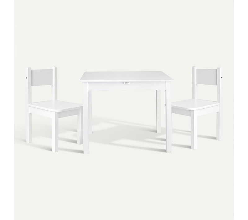 Table 'yeti' Et 2 Chaises Enfant Blanche