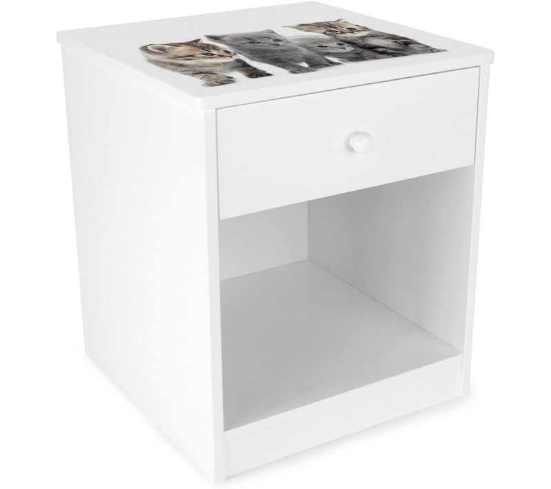 Table De Chevet En Bois Pour La Chambre D'enfant Les Chats