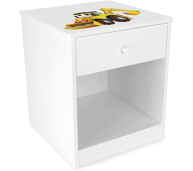 Table De Chevet En Bois Pour La Chambre D'enfant Mr. Excavateur