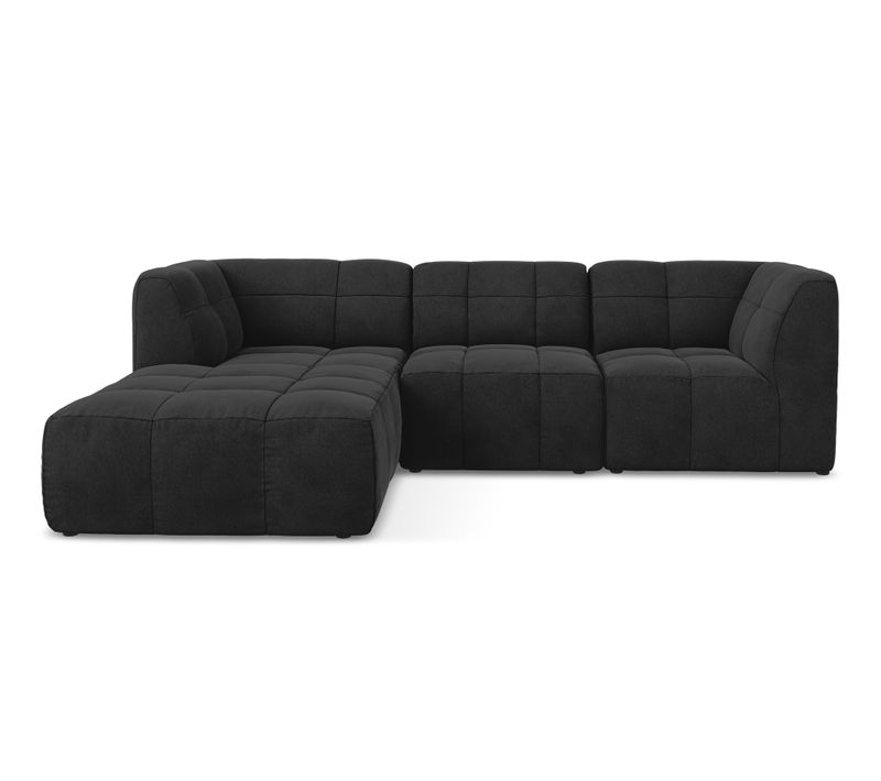 Canapé D'angle 3 Places Modulaire Gauche Aloha En Velours Noir