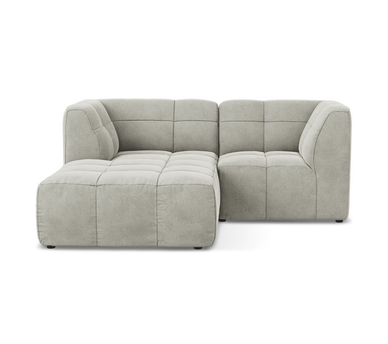 Canapé D'angle 2,5 Places Modulaire Gauche Aloha En Velours Gris Clair