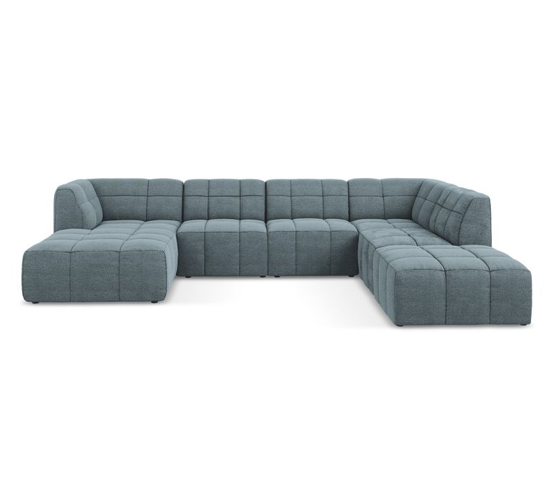 Canapé Panoramique 5 Places Aloha En Tissu Bouclette Jeans